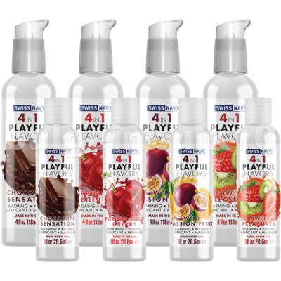 #ad Swiss Navy 4 In 1 Flavored Warming Kissable Water Based Massage Lubricant $10.87