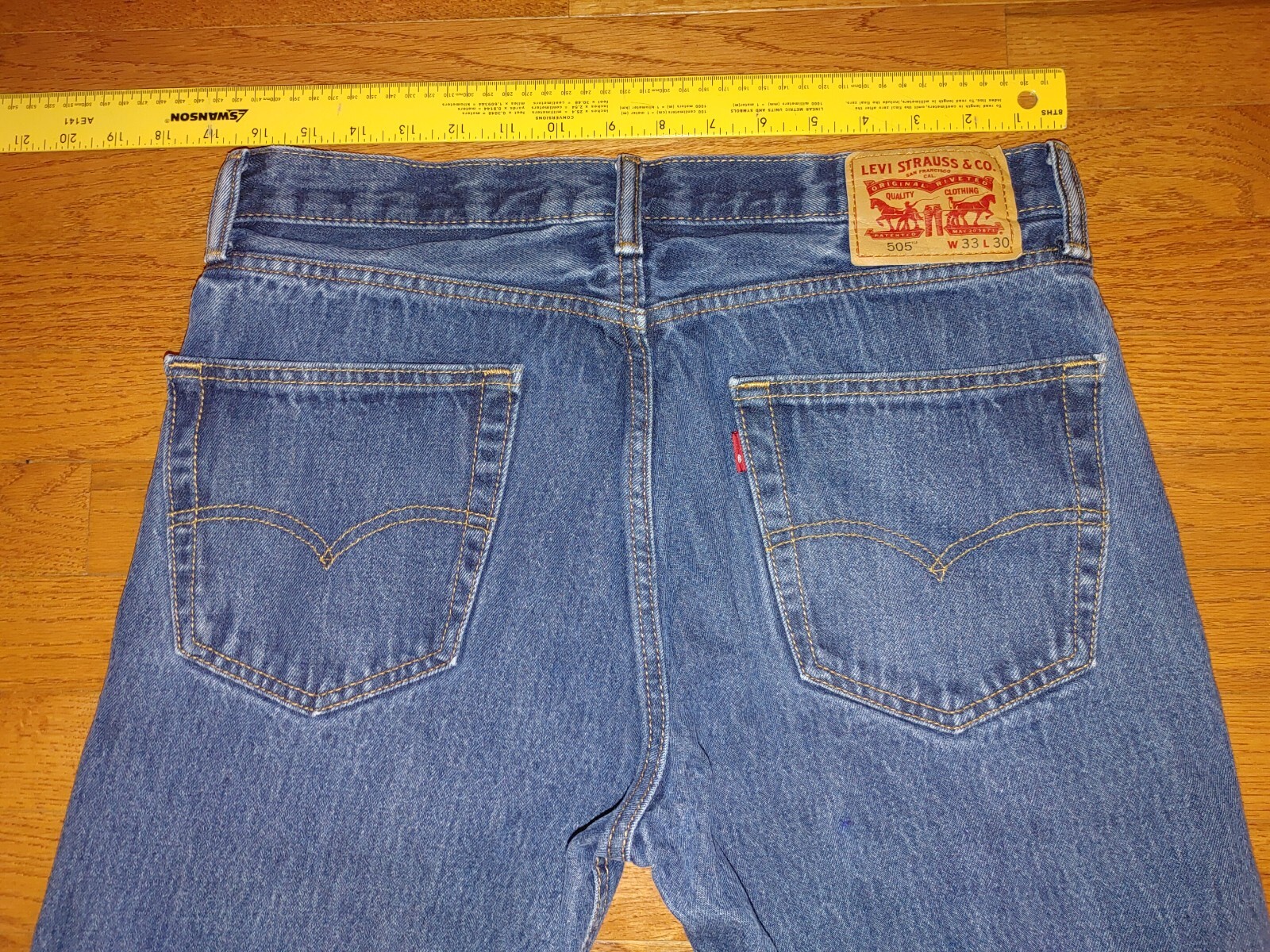 * MENS LEVI 505 33X30 REGULAR FIT STRAIGHT LEG DARK WASH BLUE JEANS 100 COTTN eBay