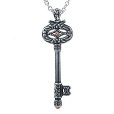 Unlock Small Key Pendant Necklace Red Agate & Cubic Zirconia Jewelry By Controse
