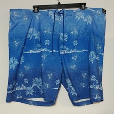 Roundtree  Yorke Blue Tropical Island Swim Trunks Mens Sz 4XB