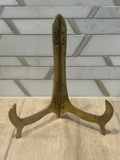 Vtg Brass Easel Display Art Stand Picture Plate Book Holder 8” Tall