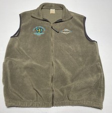 Vintage USA Made Polar Graphics XXL Fleece Gray zip Vest (Soldotna Alaska) Logo