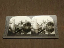 VINTAGE STEREOVIEW STEREOSCOPE CARD CARNARVORN CASTLE CONWAY WALES