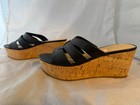 Nine West Vivica Cork Wedge Slide Sandals, Black, Women Size 7.5 M   NEW