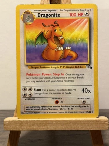 Pokémon TCG Dragonite Fossil Card 19/62 Regular Rare 1999 Wotc
