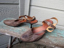 CYDWOQ Vintage Brown Leather Pump Heel EU 40 Women's US 10 Handmade in USA