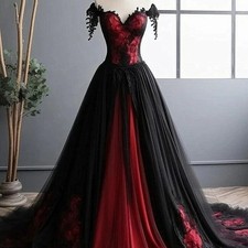 Vintage Wedding Dress Off Shoulder Gothic Lace Appliques Back Lace-Up Bride Gown