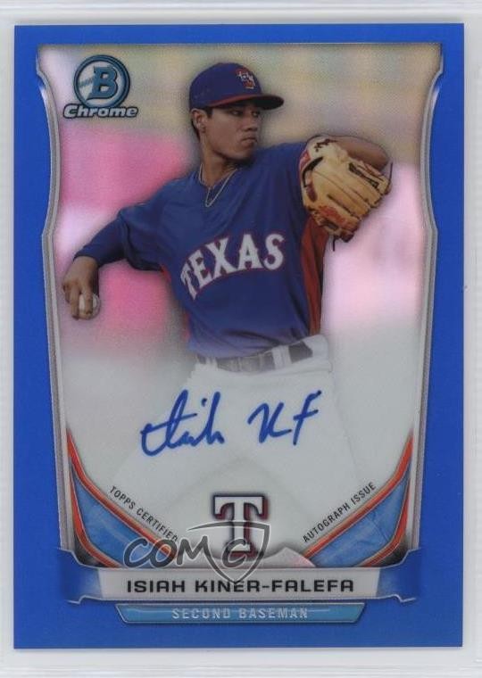 2014 Bowman Chrome Prospect Blue Refractor 111/150 Isiah Kiner-Falefa Auto 07mc