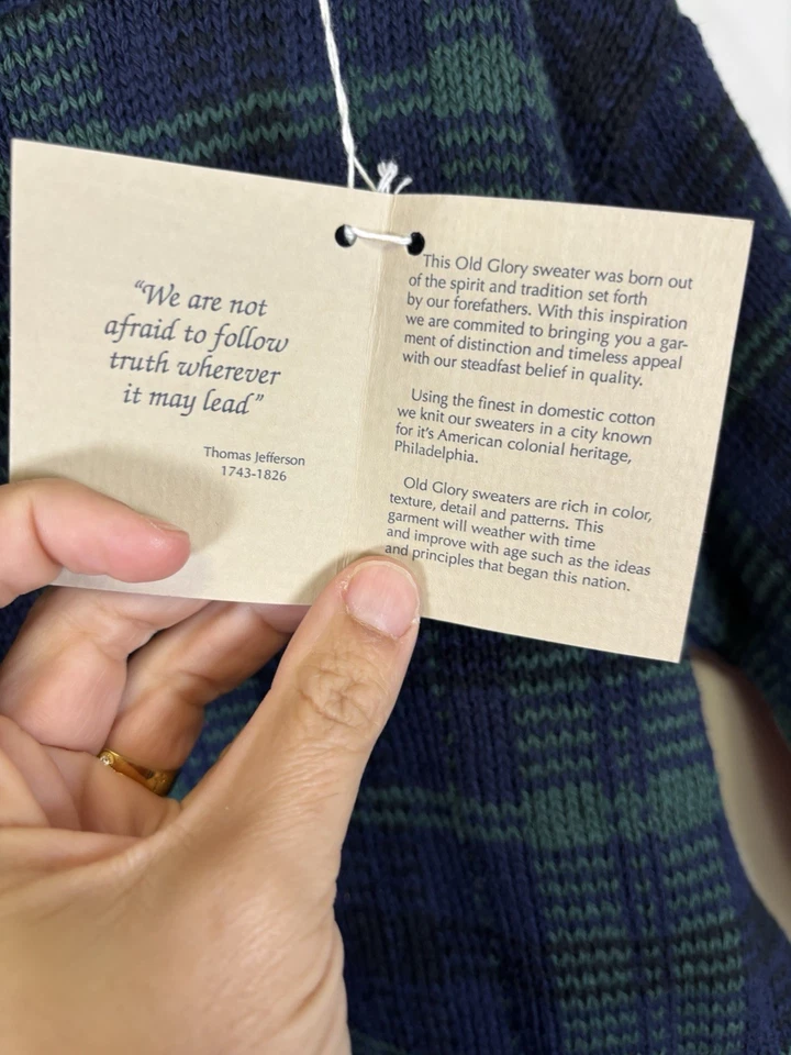 Old Glory Boys Size 5/6 Blue Green Thick Cotton Sweater Made USA NWT - Image 4 of 4