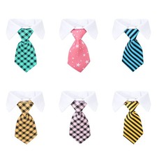 Cat Neck Tie, 6 Pack Cat Necktie with Suit White Collar Adjustable, Pet Tuxed...