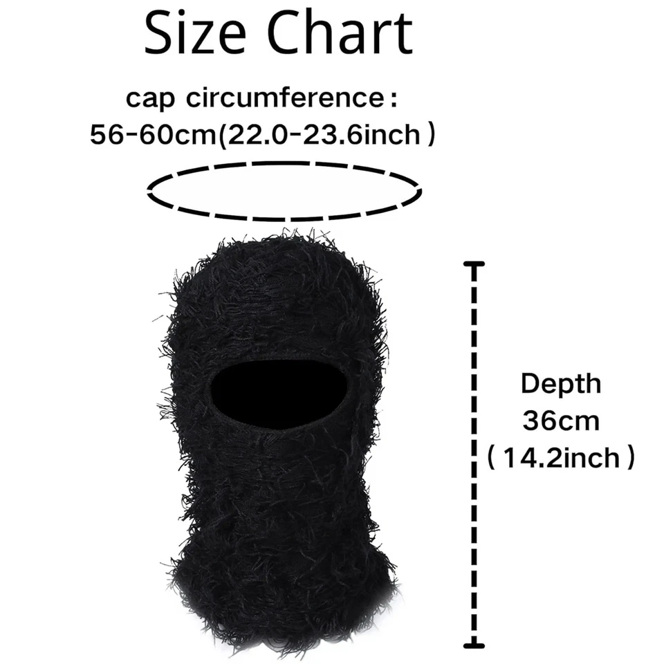 Máscara de esquí de pasamontañas envejecida invierno tejido calentador máscara facial completa para hombres mujeres Foto 4 de 4