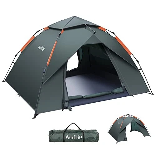 Amflip Camping Tent Automatic 3 Man Person Instant Tent Pop Up Ultralight Dome U