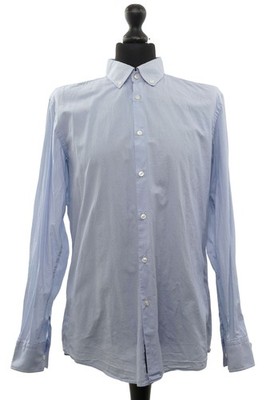 HUGO BOSS Herren Langarm Hemd L KW42 blau hellblau pinpoint Button-Down Slim Fit