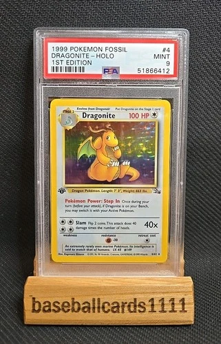 Pokemon TCG Dragonite Holo Fossil Set 1st Edition 4/62 PSA 9 MINT 1999 WOTC P1