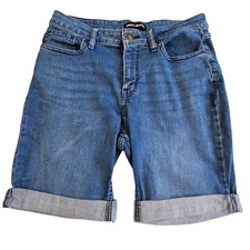 DKNY Shorts Denim 5-Pocket Womens 12 Blue Rolled Cuff Stretch Bermuda Summer