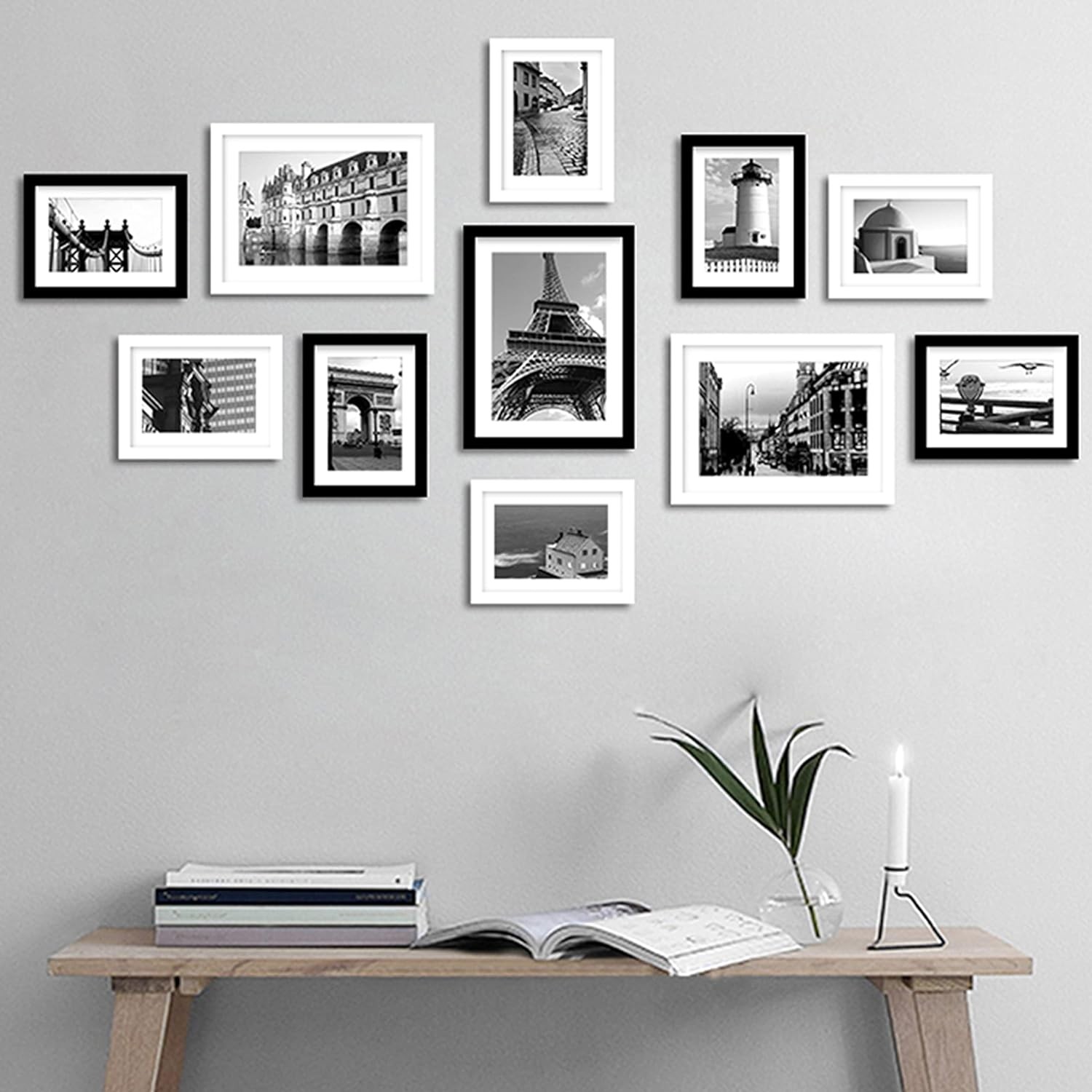 PEALSN 5x7 Picture Frame Set of 6, Display Pictures 4 x 6 with Mat 5x7, Black 