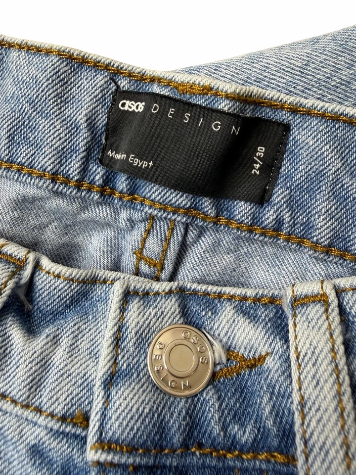 Pantalones de mezclilla azul lavado claro Asos Design pierna ancha tiro alto Y2K W 24 x L 30 Foto 4 de 4