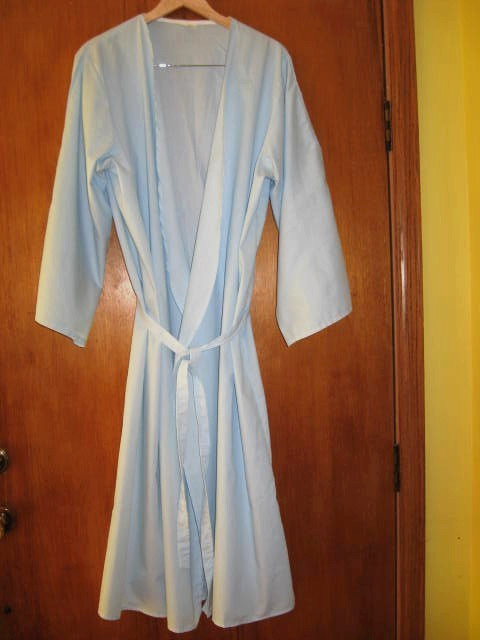Vtg Dilly Blue Cotton Medical Hospital Robe/Gown -sz L