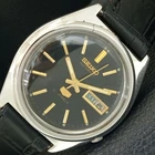 VINTAGE SEIKO 5 AUTOMATIC JAPAN MENS BLACK COLOR DIAL WATCH a706976-1