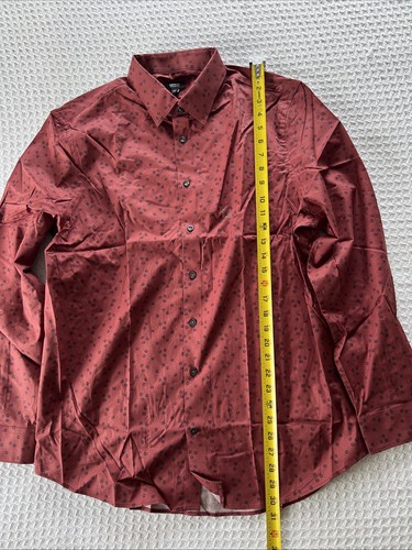 Express Men Extra Slim Dot Print Stretch 1Mx Dress Button Up Long Sleeve Shirt L - Picture 4 of 12