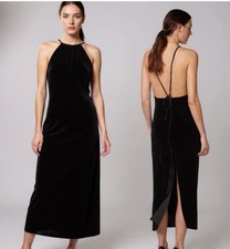Reformation Irving High Neck Halter Velvet Dress Size 6 NEW