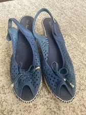 Toni Pons Blue Suede Slingback Espadrille Sandals 41