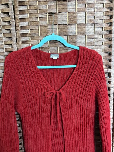 Vintage 90s Y2K RAVE Penny Lane Long Cardigan Sweater Shrug Red - Picture 4 of 10