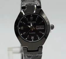 Ladies Oruss 1853 Black Dial Day Date Analog Quartz Watch New Battery