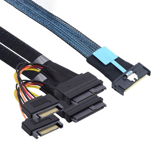 1X(Slimline SAS MCIO 8i 74P auf Dual SFF 8639 mit 15P SATA-Stecker, Strom-/1164 - Photo 2/6