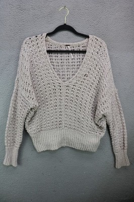Free People Long Sleeve Open Knit Sweater-Medium-Beachy-BOHO-Hippie