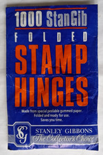 STANLEY GIBBONS PACK OF 1000 FOLDED STAMP HINGES COMPLETE