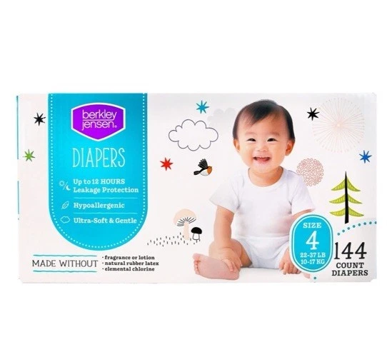 Berkley Jensen Diapers Size 4 (22-37 Lb) 144 Count