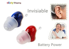 1 Pair Hearing Aids Mini In-Ear Enhancer Voice Sound Hearing Amplifier Red+Blue