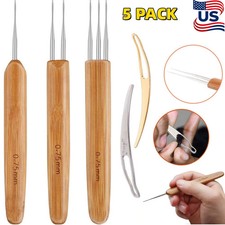 Dreadlock Hook Crochet Needle Tool Bamboo Handle Braiding Hair Locking Tool US