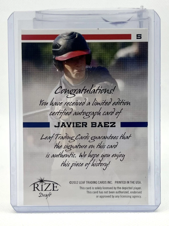 Leaf Rize Draft 2012 24/25 Javier Báez autógrafo de novato Foto 2 de 2