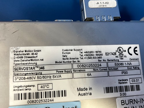 DANAHER MOTION SERVOSTAR 346 S3060 1-NA SERVO DRIVE - Picture 3 of 4