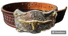 Tony Lama TEXAS Longhorn Tooled Leather Belt Kids 25