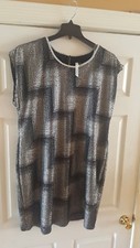 Women's Plus Size 2X Black & Silver Printed Shift Dress NWT N.Y. COLLECTION 