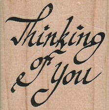 Thinking Of You 2 x 2" Rubber Stamp, Word/Phrase Stamp