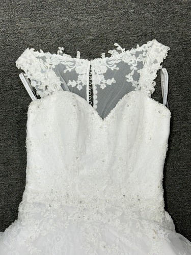 Alfred Angelo 2589A ~ White / Silver Beaded & Laced Wedding Dress ~ Size UK 10 - Picture 5 of 16