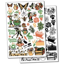 Garden Plants Flowers Vegetables Temporary Tattoo Fake Body Art Set
