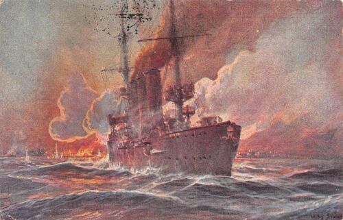 684987) carte postale bateaux / navigation - bombardement de Madras par SMS Emden 1915 - Photo 1 sur 1