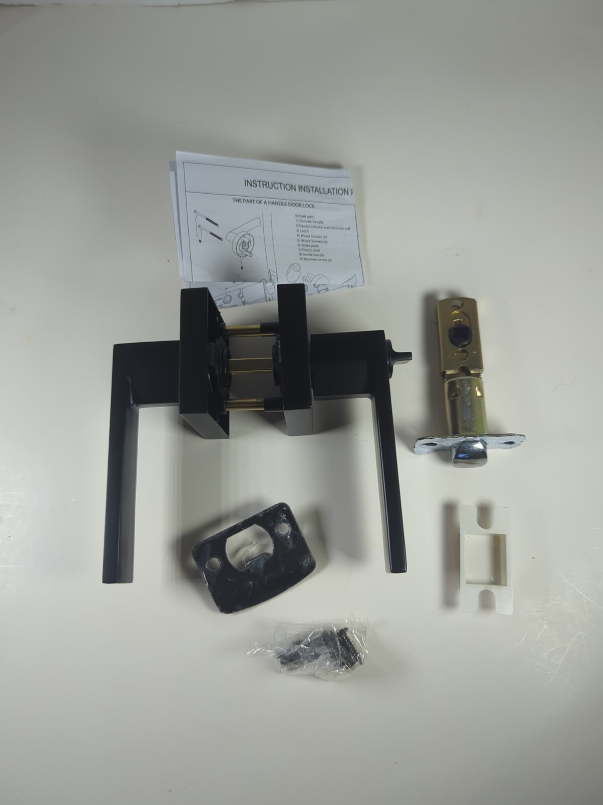 Privacy Door Handles Matte Black Lever Square Door Handle Reversible-image