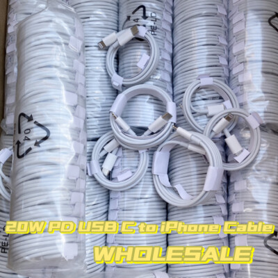 Bulk Lot For iPhone 14 13 12 11 Pro XR 20W USB Type-C Cord Fast Charger PD Cable