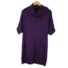 Cato Purple Sweater Dress Cowl Neck Small