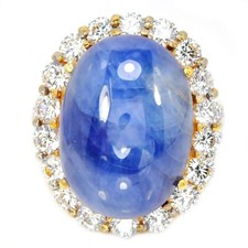 925 STERLING SILVER RING GENUINE BLUE SAPPHIRE OVAL WHITE CZ GEMSTONE SIZE 7