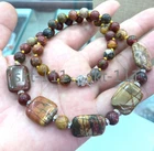 Natural 8mm &15x20mm Picasso Jasper Round & Square Beads Pendants Necklace 18"