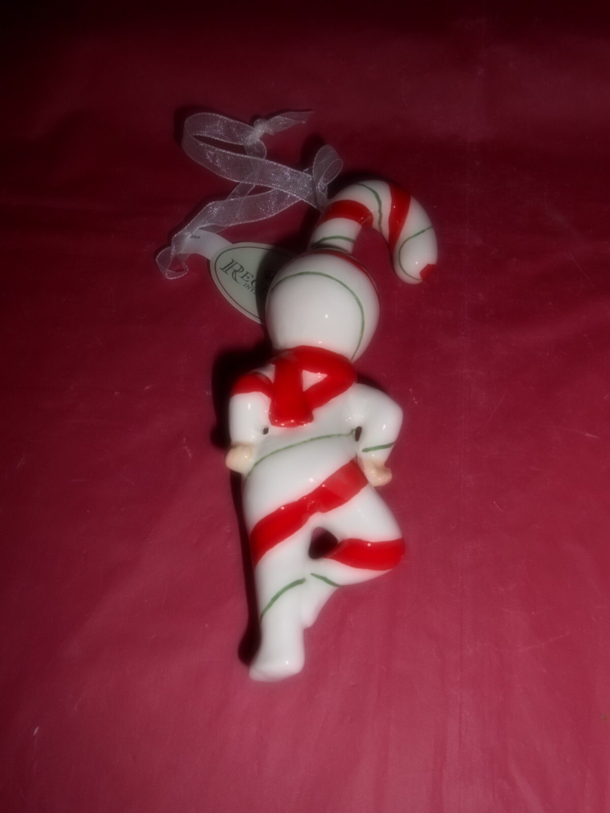 Vintage Inspired Ceramic Christmas Candy Cane Boy Kid Ornament