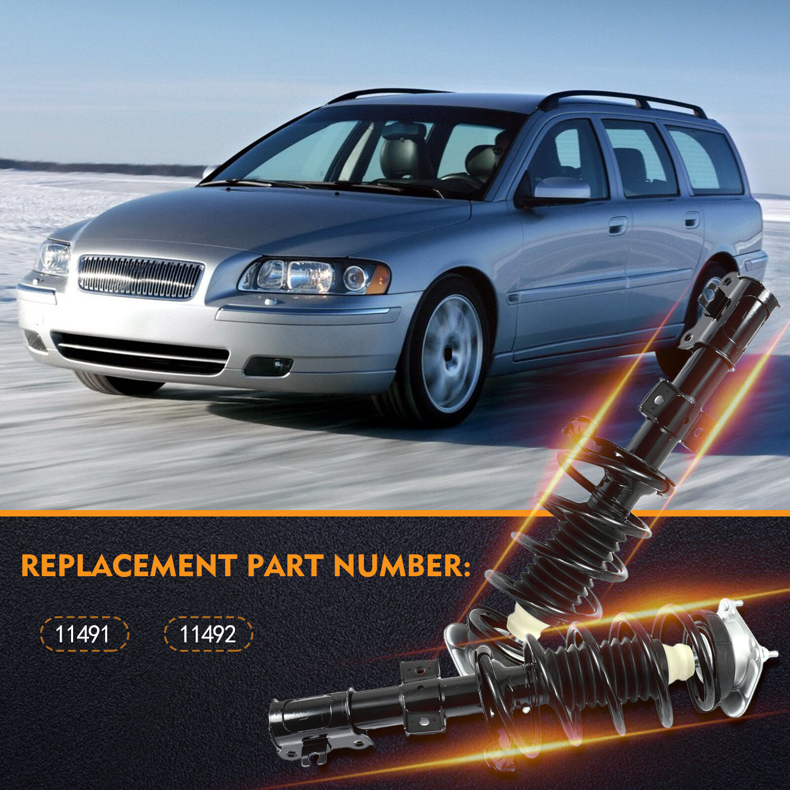 2x Front Shocks Struts Spring Assembly For Volvo V70 XC70 20012007 2