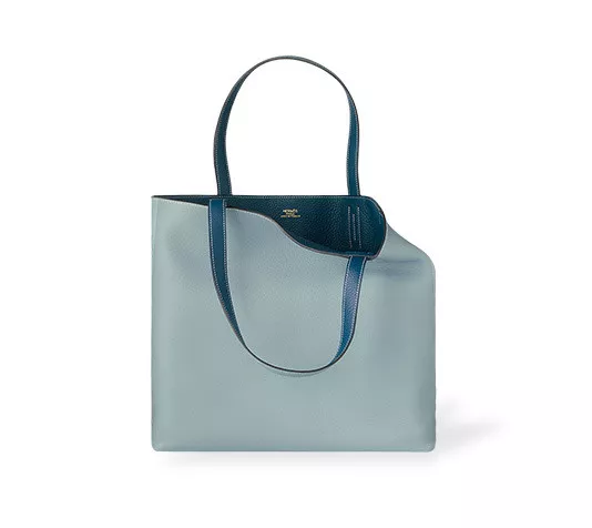 Double sens Hermès lined meaning Light blue Leather ref.631892